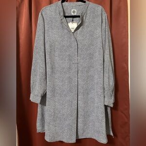 NWT Anne Klein Woman Plus Popover Blouse With Side Slits Black/White Polka Dot